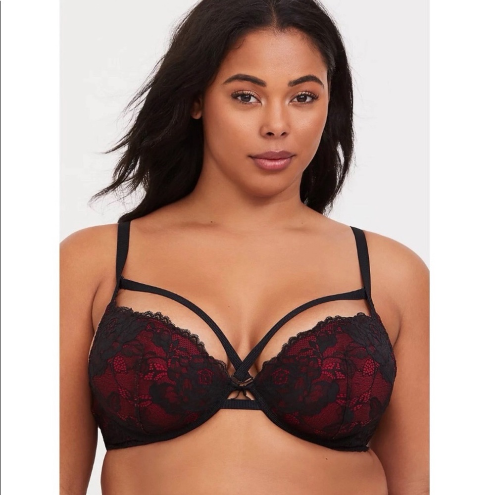 Torrid Red Removable Strap Push-Up Plunge Bra
